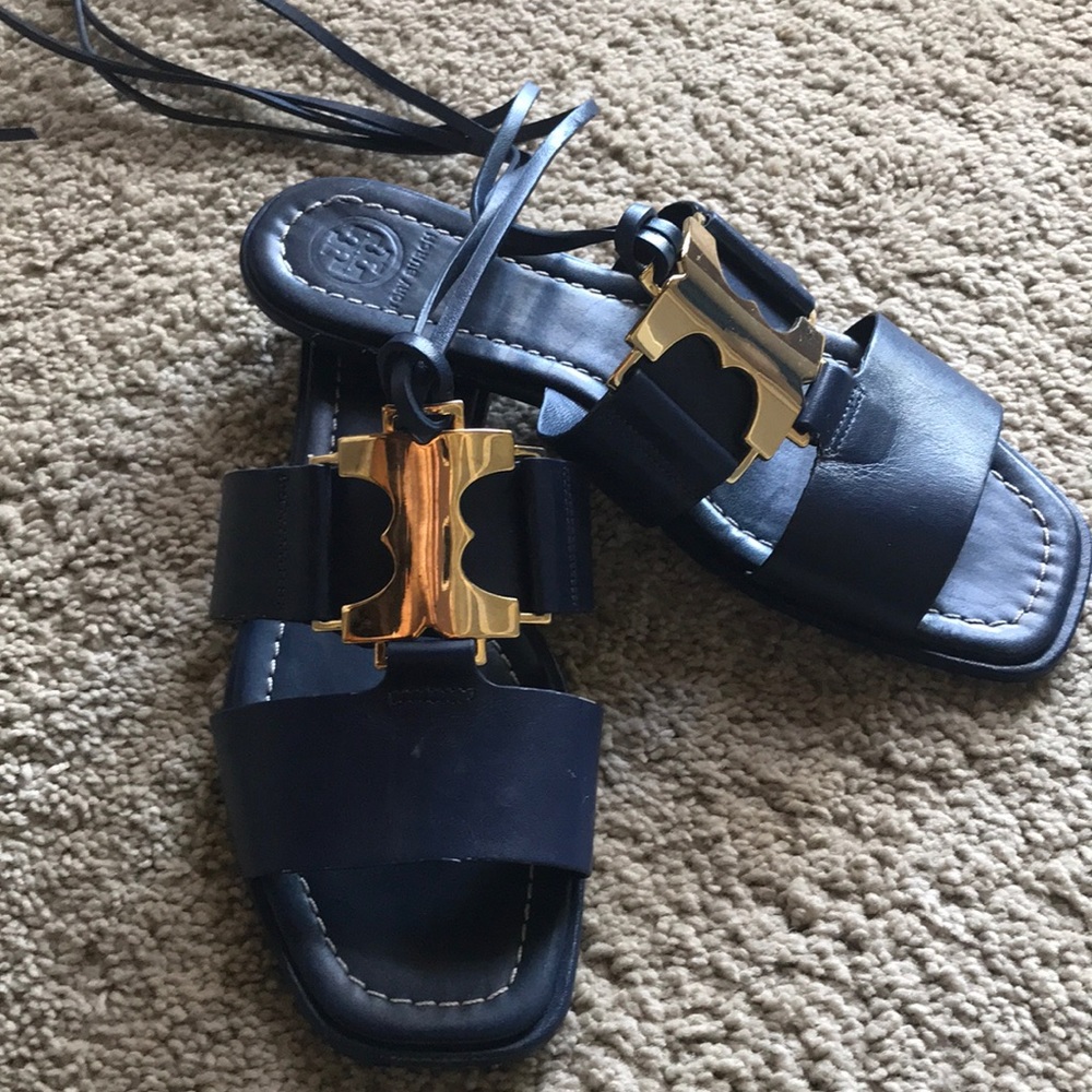 Tory Burch blue leather sandals